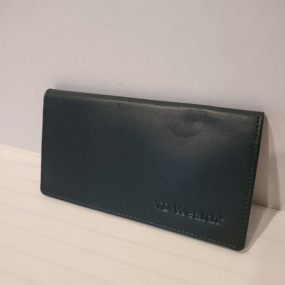 TD bank Wealth Green checkbook cover jacket holder-Card organizer-Leatherette